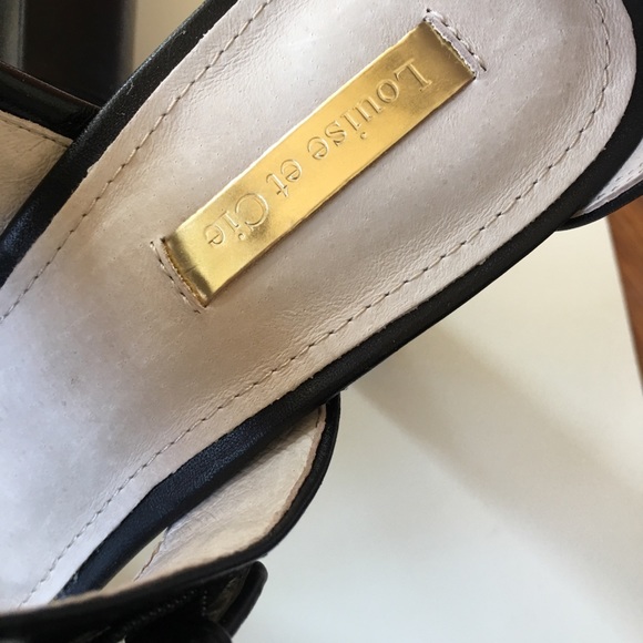 NEW black leather sandal Louise Camuto ankle strap - Picture 5 of 8